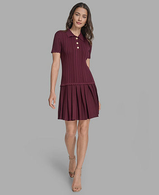 BCBG Women's Drop-Waist Pleated-Skirt Mini Dress - Macy's | Macy's