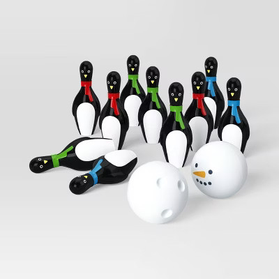 12pc Penguin and Snowman Bowling Christmas Party Game Kit Black/White - Wondershop™ | Target