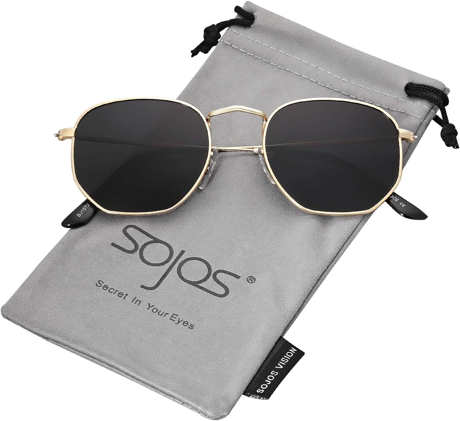 SOJOS Small Square Polarized Sunglasses for Men and Women Polygon Mirrored Lens SJ1072 | Amazon (US)