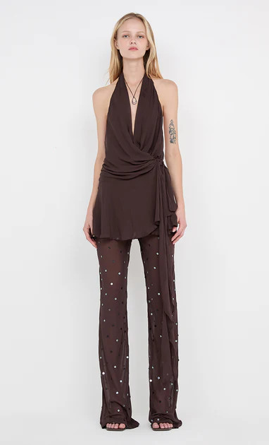 ARIELLE PANT - DARK CHOC SEQUIN | Bec & Bridge (Global)