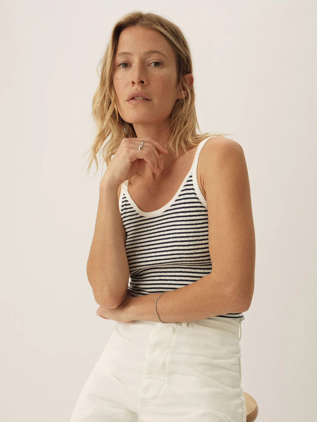 Blue / White Stripe Heirloom Rib Scoop Tank - Buck Mason- Modern American Classics | Buck Mason