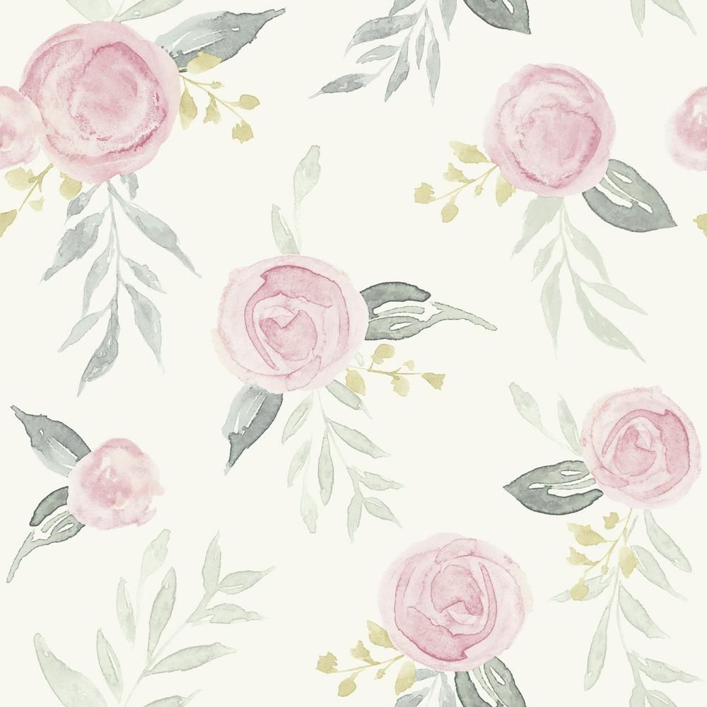 Magnolia Home by Joanna Gaines Watercolor Roses Pink Premium Peel and Stick Wallpaper Roll (Cover... | The Home Depot