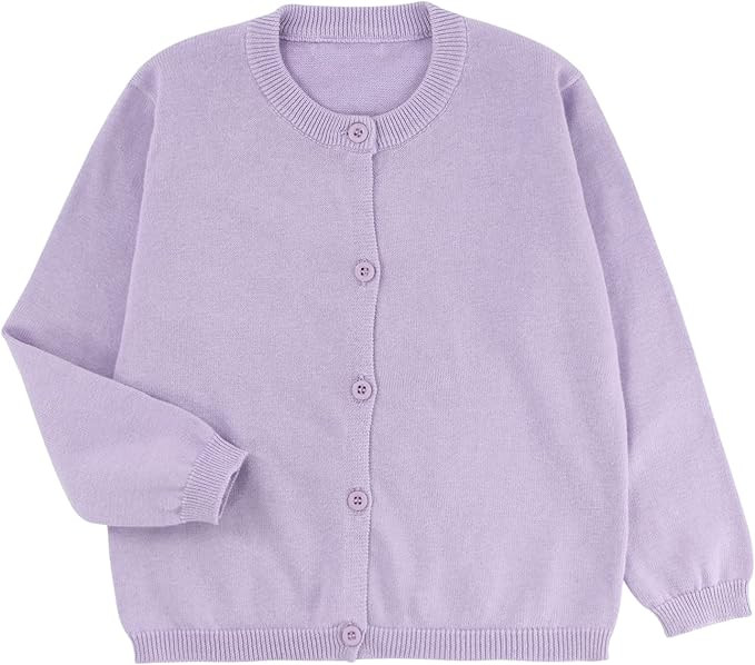 Girl's Sweater Cotton Crew Knit Neck Long Sleeve Uniform，Cotton Cardigan Sweaters. | Amazon (US)