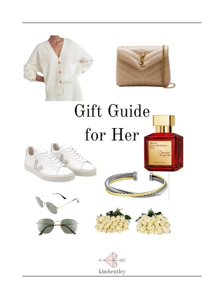 The gift guide for her. Special gifts for the special someone in your life. 
Handbags, fragrance, designer sneakers, David Yurman bangle, Ray Ban sunglasses, white roses, cashmere cocoon cardigan 

#LTKHoliday #LTKGiftGuide #LTKover40