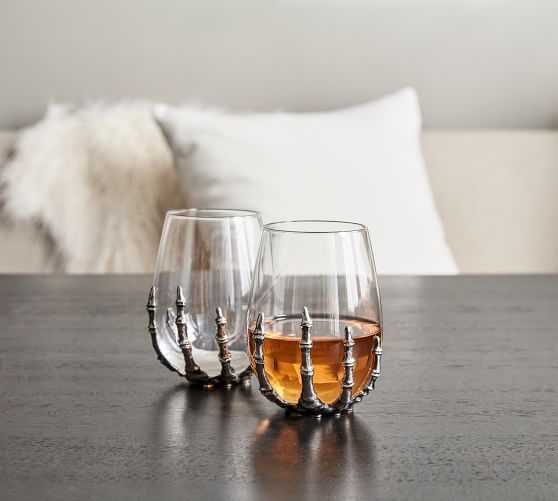 Skeleton Hand Stemless Wine Glass | Pottery Barn (US)