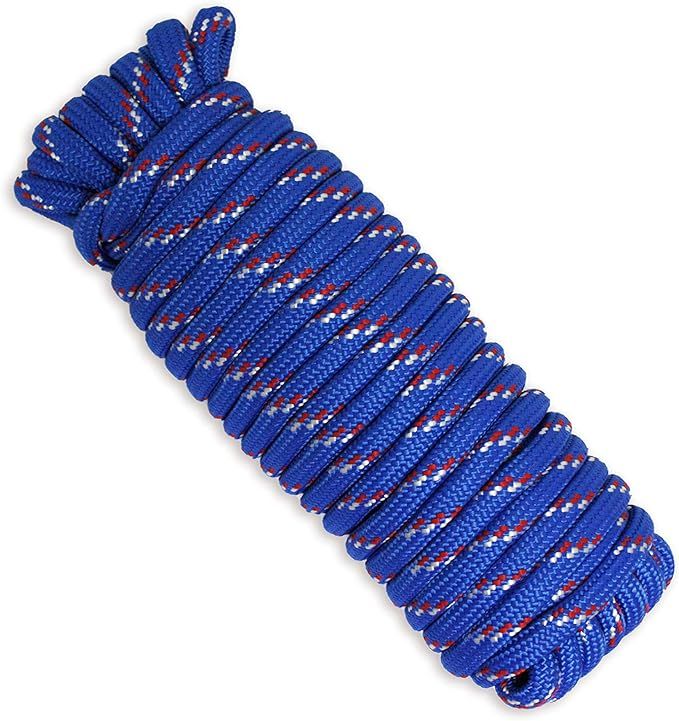 MaxxHaul 50227 3/8" x 50 Ft Diamond Braided Rope Extra Strength-Sunlight and Weather Resistant, M... | Amazon (US)