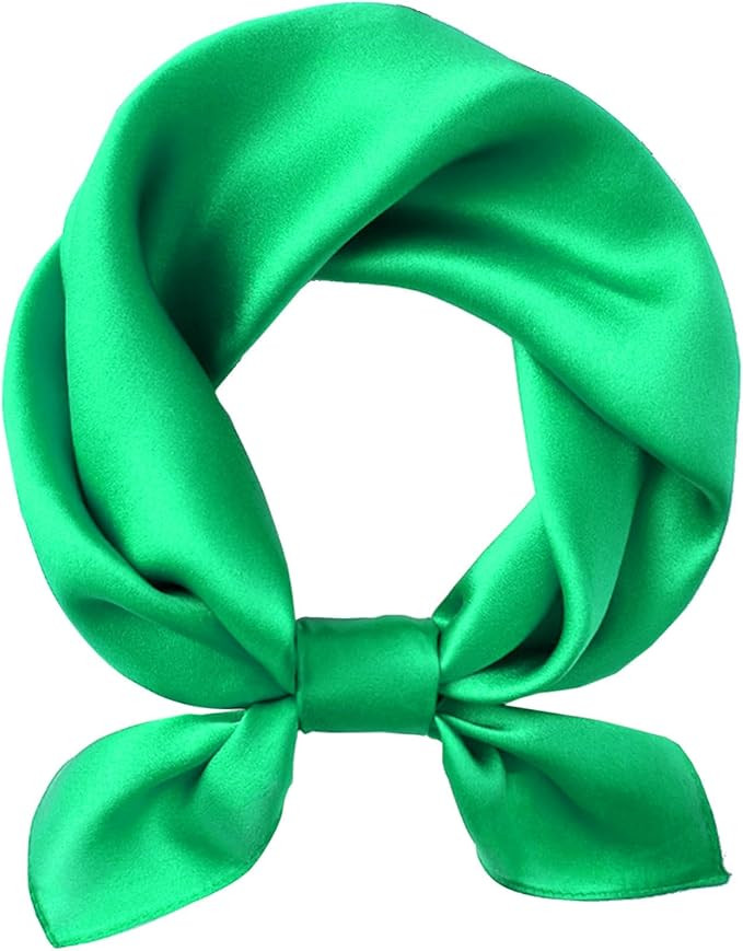 Hioyiwse Satin Square Scarf for Women Solid Color Emulation Silk Handkerchief Hair Ribbon Headban... | Amazon (US)