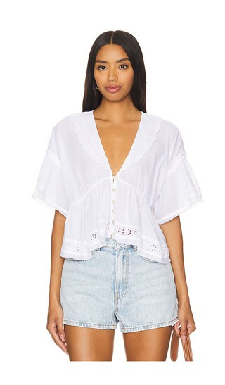 Bella Cutwork Top in Optic White | Revolve Clothing (Global)