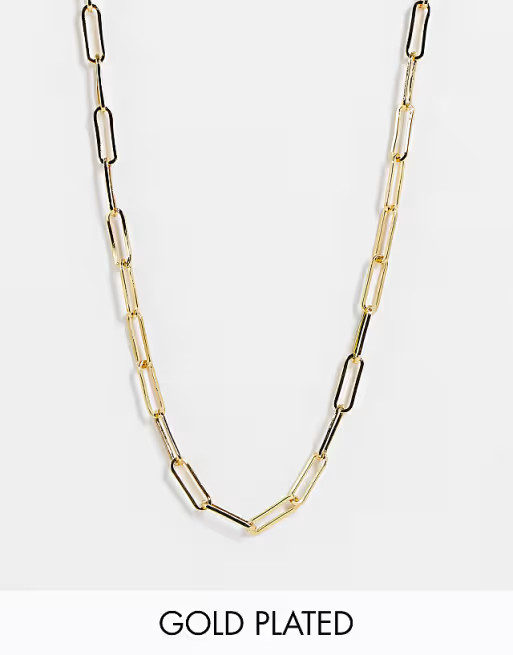 ASOS DESIGN 14k gold plated necklace in open link chain | ASOS | ASOS (Global)