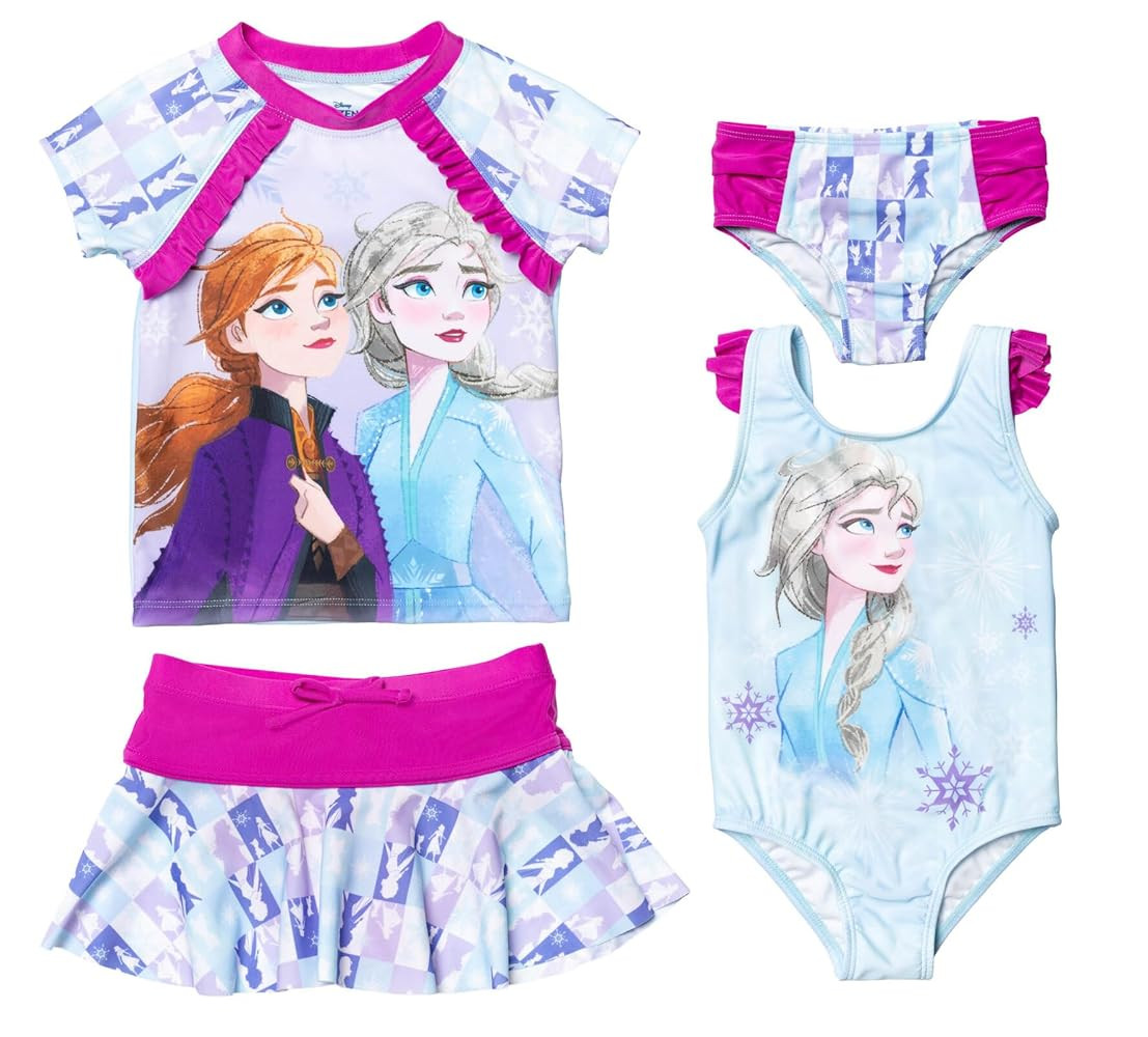 Disney Princess Ariel Frozen Minnie Mouse Girls Mix and Match Multi-Pack Swim Sets UPF 50+ Protec... | Amazon (US)
