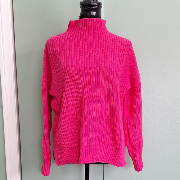 Cupcakes And Cashmere 100% Cotton Hot Pink Turtle Neck Sweater Size Small | Poshmark