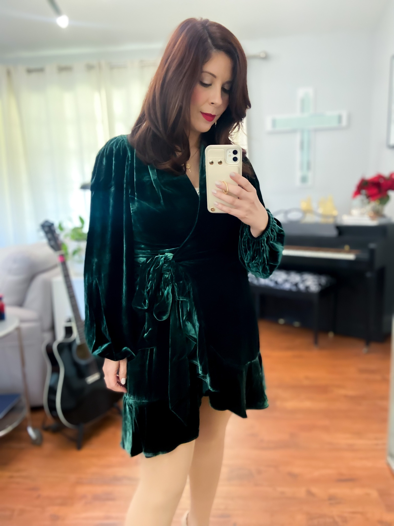 Sleeveless Emerald Velvet Wrap Dress Libier On LTK