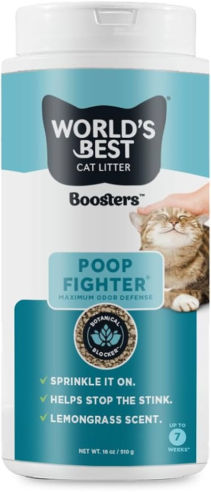 WORLD'S BEST CAT LITTER® Boosters™ Poop Fighter® | Natural and Sustainable Cat Litter Additive | Eliminates Poop, Urine, and Ammonia Odors | Botanical Blocker™ Technology | 18 oz Canister | Amazon (US)