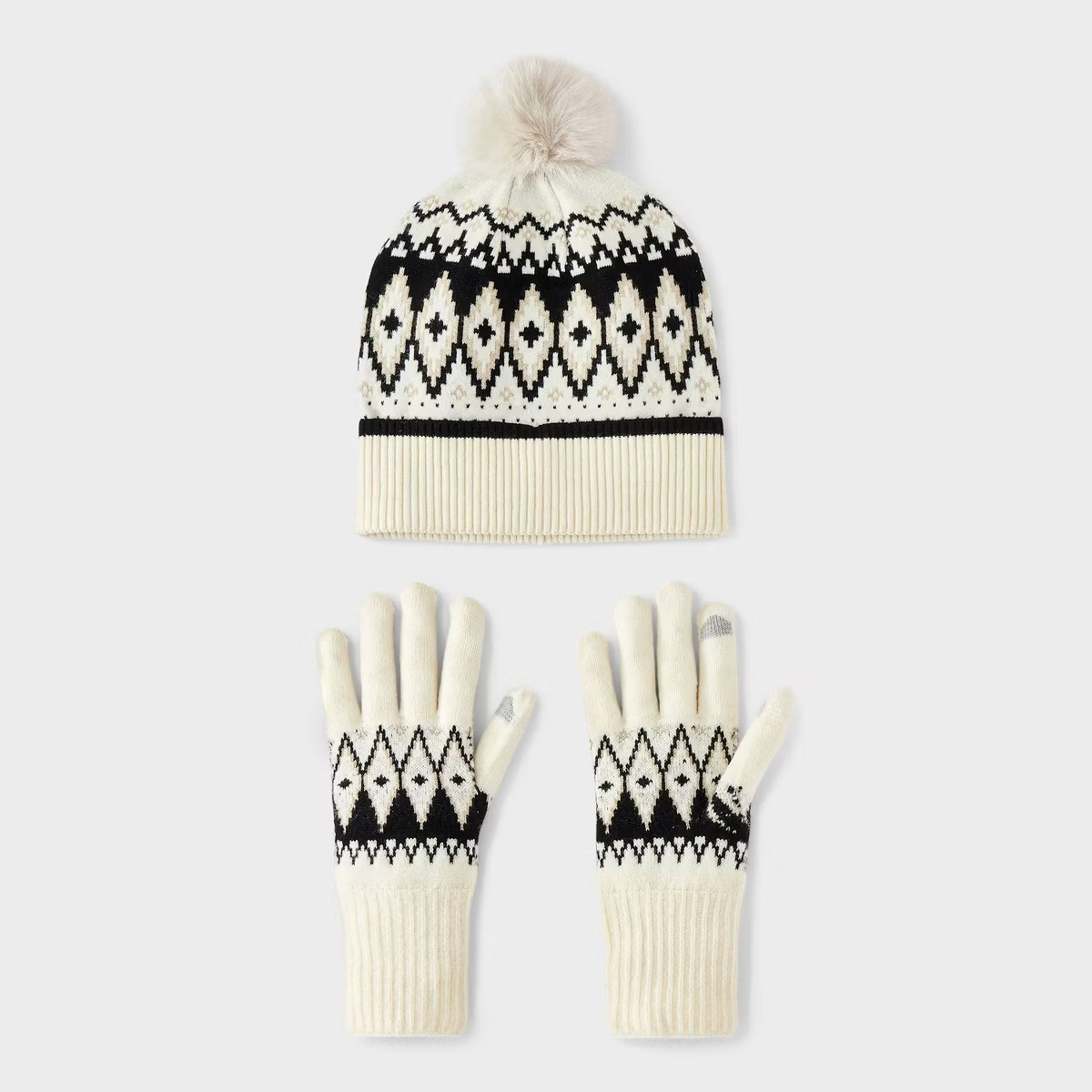 Fair Isle Pattern Beanie & Gloves 2pc Set - Universal Thread™ White | Target