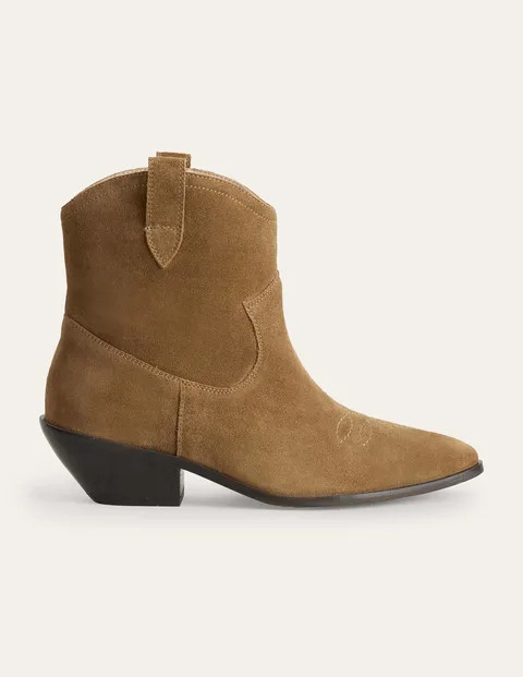 Suede Western Low-Heel Boots | Boden (US)