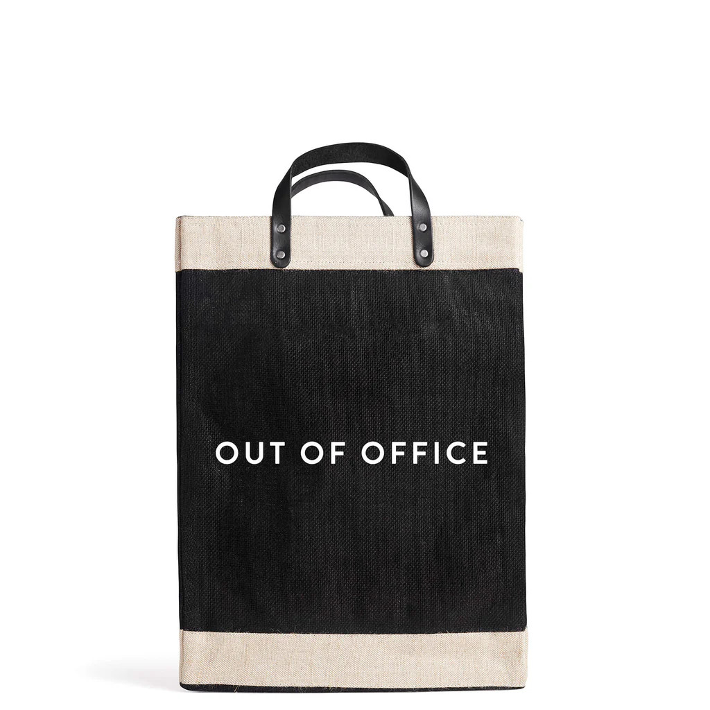 Market Bag in Black with “OUT OF OFFICE” | Apolis