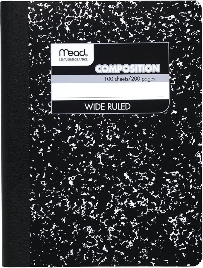 Mead Composition Notebook, Wide Ruled Paper, 7.5" x 9.75", 100 Sheets, Black Marble (09910) | Amazon (US)
