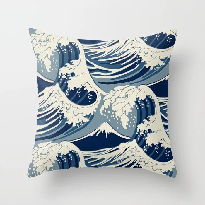 Japanese Great Wave Pattern Throw Pillow | Society6