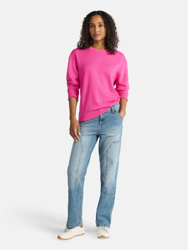 Time and Tru Women's and Women's Plus Crewneck Sweatshirt with Long Sleeves, Sizes XS-4X | Walmart (US)