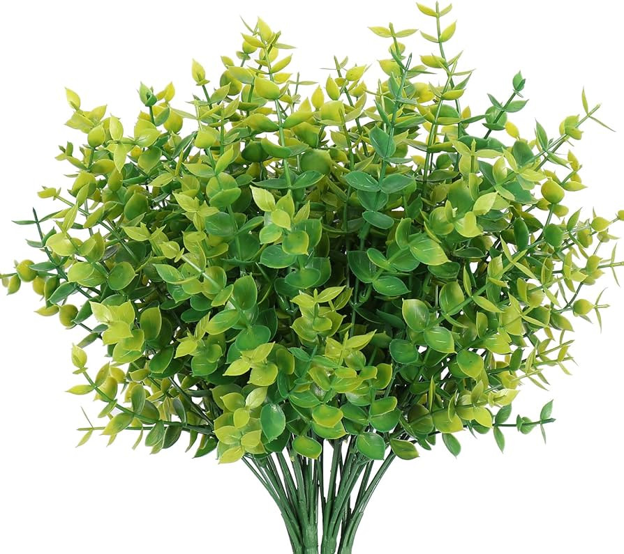 Fake Plants Outdoor Artificial Boxwood UV Resistant Faux Stems Plants, Faux Plastic Greenery for ... | Amazon (US)
