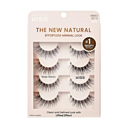 Kiss The New Natural False Eyelashes Full Strip Lash Multipack Wide Slacks 4 Pairs | Walmart (US)