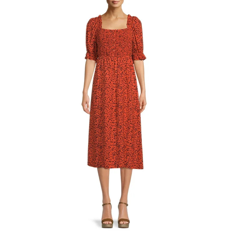 Beachlunchlounge Women's Cataleya Smocked Midi Dress with Back Tie | Walmart (US)