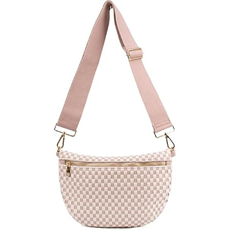 Woven Crossbody Bag for Women, Checkered PU Bum Bag Sling Purse with Adjustable Strap for Travel,... | Amazon (US)
