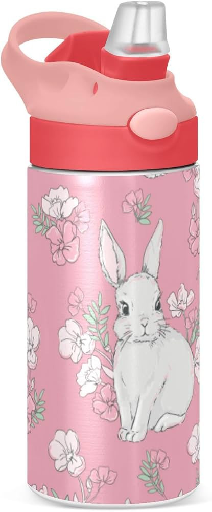Kigai Cute Bunny Rabbit Kids Water Bottle, Insulated Stainless Steel Water Bottles with Straw Lid... | Amazon (US)