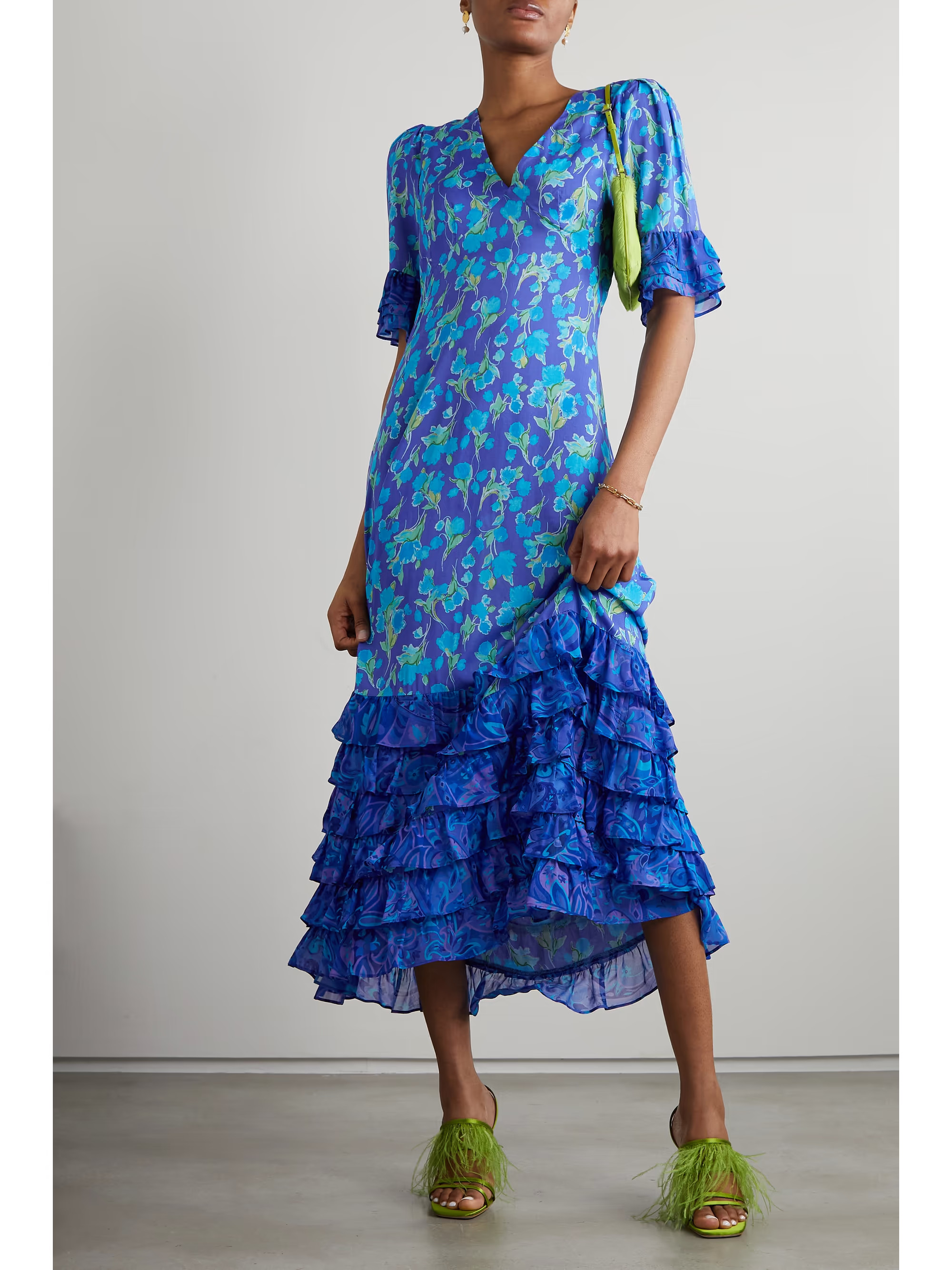 Mari ruffled tiered chiffon-trimmed floral-print voile maxi dress | NET-A-PORTER (UK & EU)