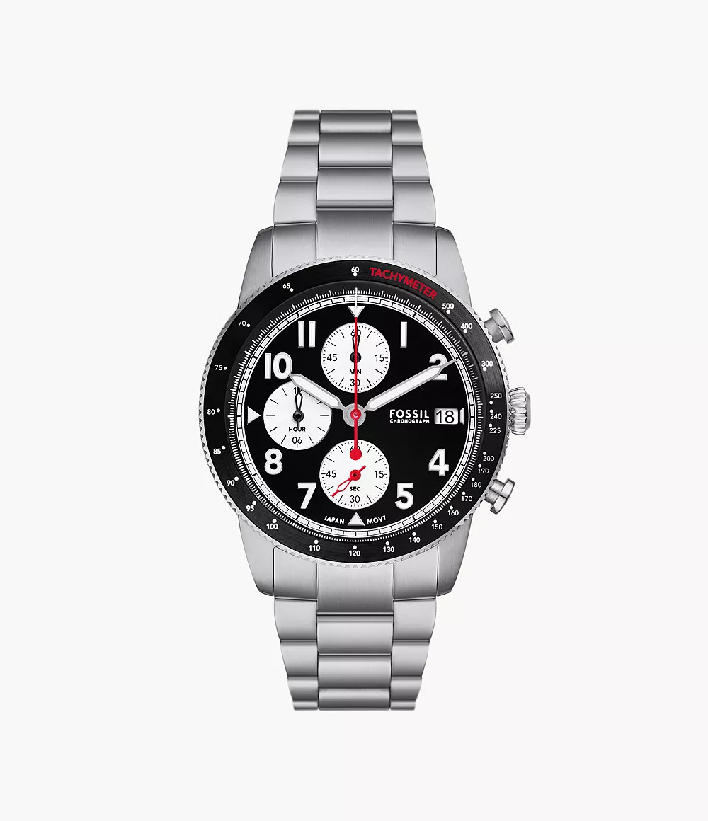 Sport Tourer Chronograph Stainless Steel Watch | Fossil (US)