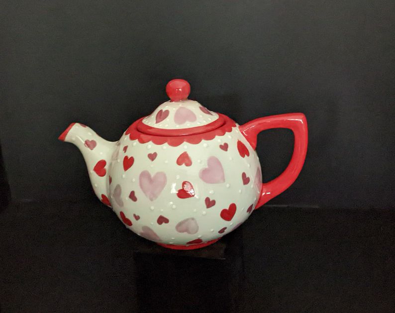 Valentine Teapot-Handpainted ceramic | Etsy (US)