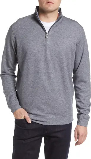 Crown Comfort Interlock Stripe Cotton Blend Quarter Zip Pullover | Nordstrom