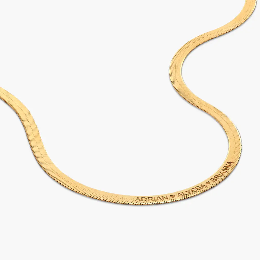Herringbone Engraved Slim Chain Necklace - Gold Vermeil | Oak & Luna (US)