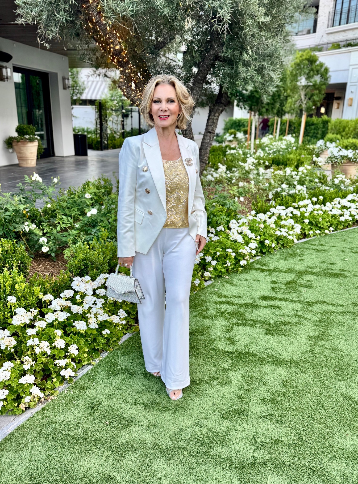 Honestly, if I don’t know what to wear, I’ll always reach for a Boston Proper Blazer! 

I own this blazer in 9 colors and it is absolutely perfect for any occasion from wearing jeans to a dressy night out! 

I’m also wearing the Boston Proper Beyond Travel High Rise Palazzo pants and my grandmother’s sequined tank from the 1960’s! 

#LTKPetite #LTKootd #LTKOver40