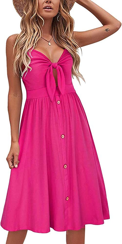 VOTEPRETTY Women's Summer Dresses Spring Sundresses Beach Clothes Outfit Vacation 2024 V Neck Cas... | Amazon (US)