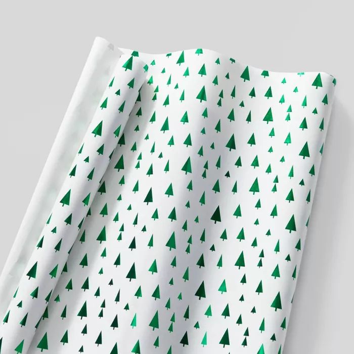 30" 20 sq ft Trees Kraft Gift Wrap Green - Wondershop™ | Target