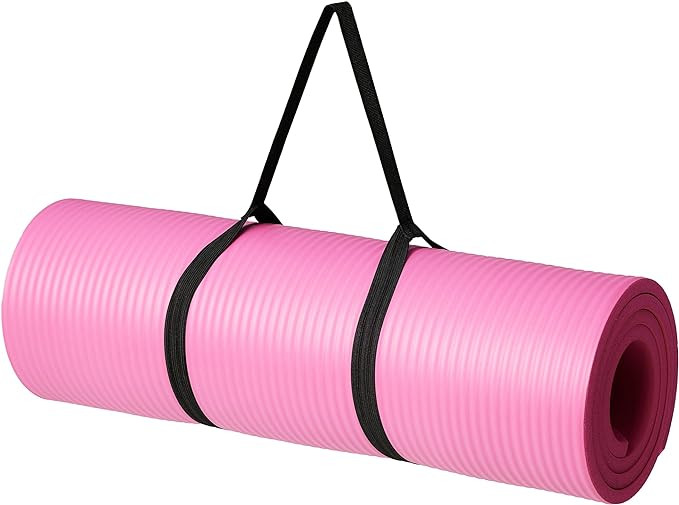 Amazon Basics 1/2 Inch Extra Thick Exercise Yoga Mat with Carrying Strap, Cushioned Support, for ... | Amazon (US)