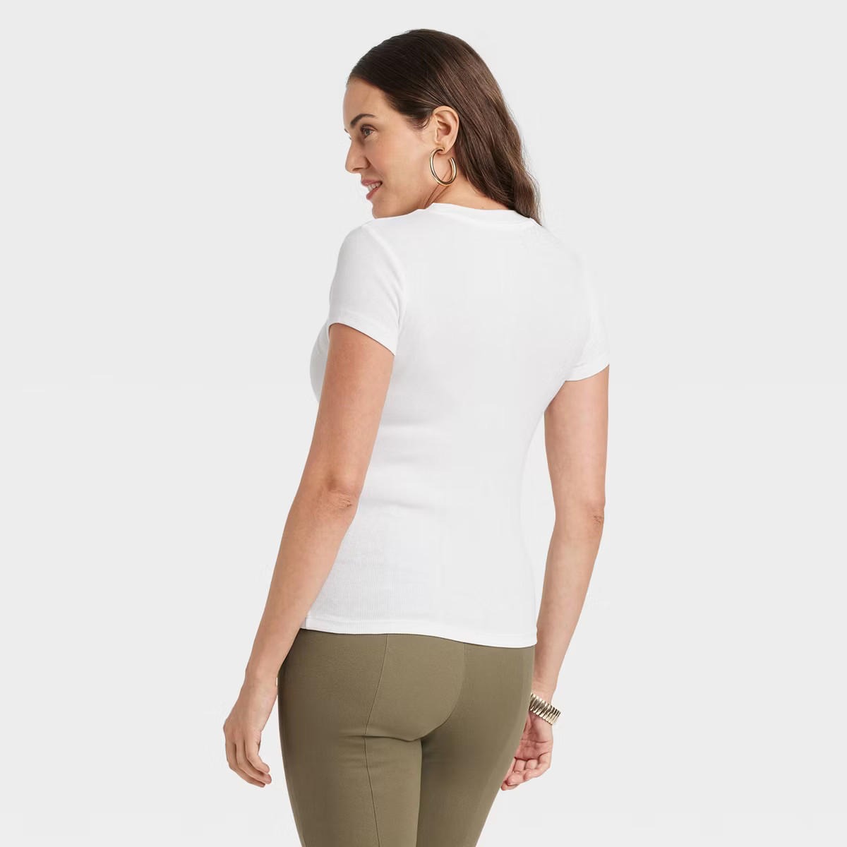 Women's Slim Fit Short Sleeve Ribbed T-Shirt - A New Day™ | Target