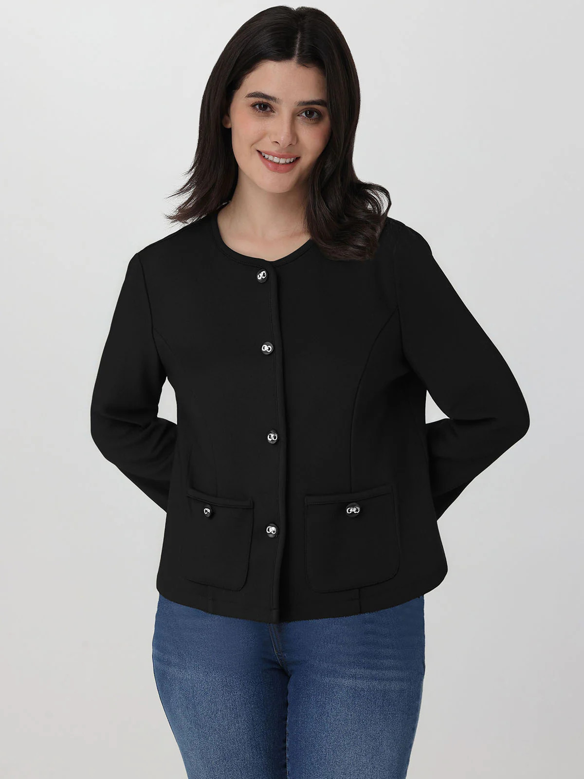 89th & Madison Crop Button Front Jacket | 89th + Madison