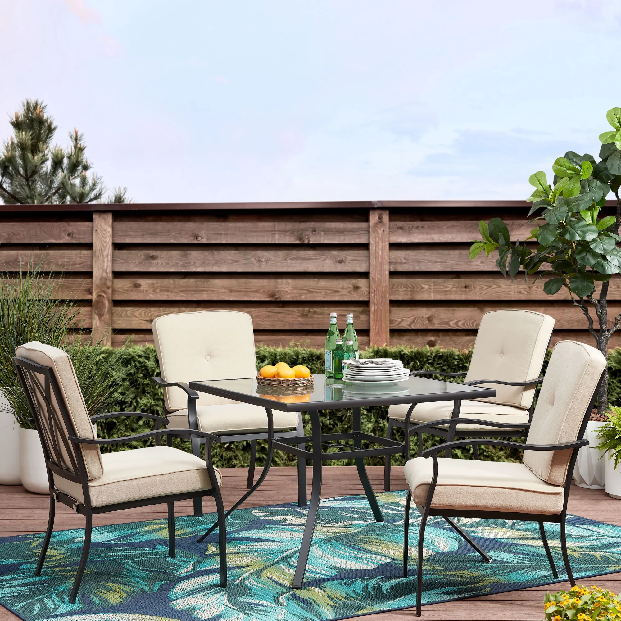 Mainstays Belden Park 5-piece Outdoor Patio Dining Set - Tan - Walmart.com | Walmart (US)