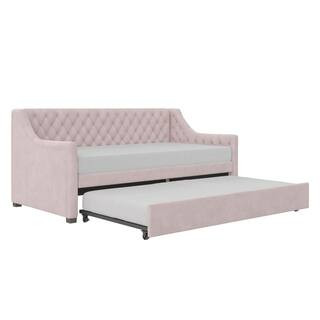 Little Seeds Monarch Hill Ambrosia Pink Velvet Upholstered Twin Daybed and Trundle-4144719LS - Th... | The Home Depot