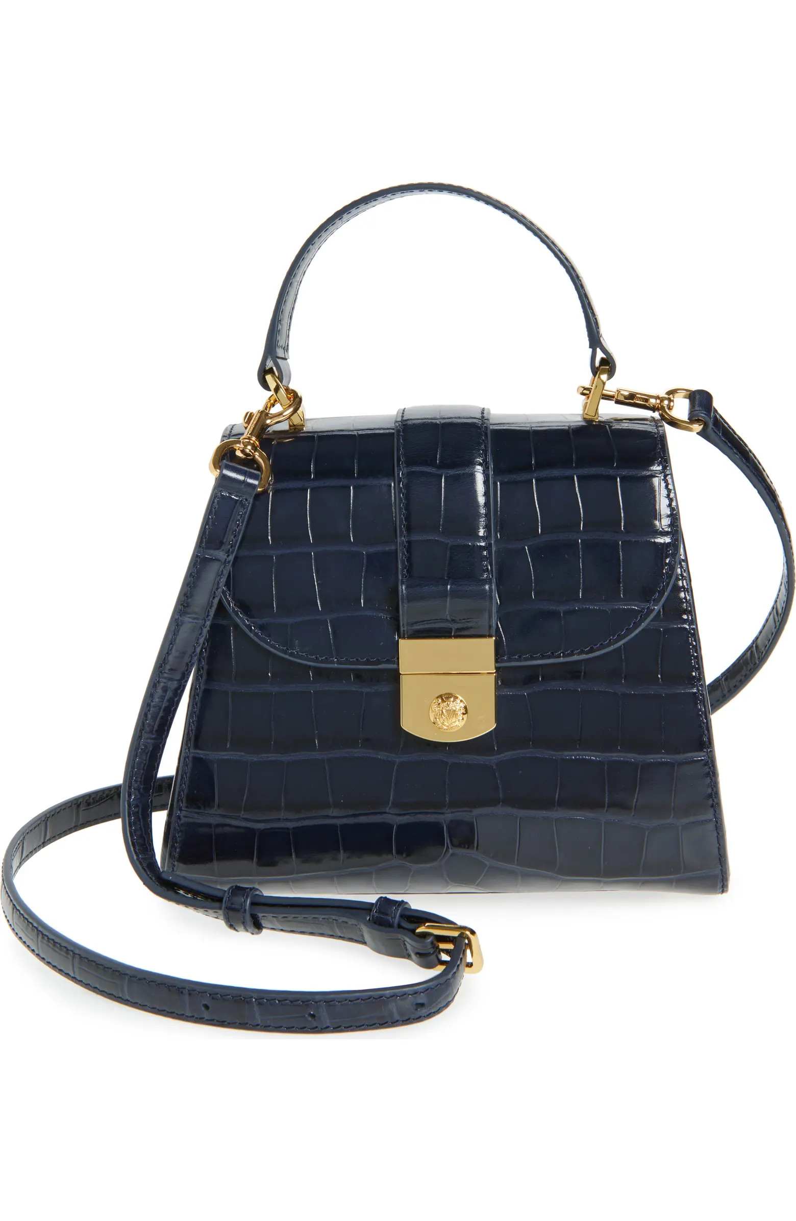 Veronica Beard Crest Lock Croc Embossed Leather Top Handle Bag | Nordstrom | Nordstrom