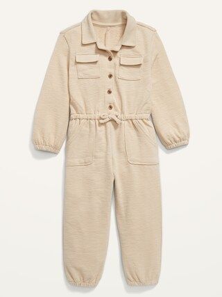 Textured-Knit Utility-Pocket Jumpsuit for Toddler Girls | Old Navy (US)