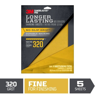 3M SandBlaster Pro Very Fine 320-Grit Sheet Sandpaper 9-in W x 11-in L 5-Pack | Lowe's