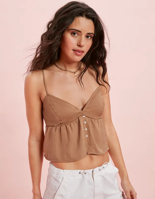 AE Satin Babydoll Blouse | American Eagle Outfitters (US & CA)