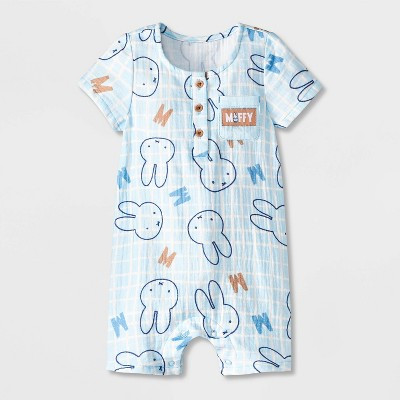 Baby Boys' Miffy Printed Romper - Blue 0-3M | Target