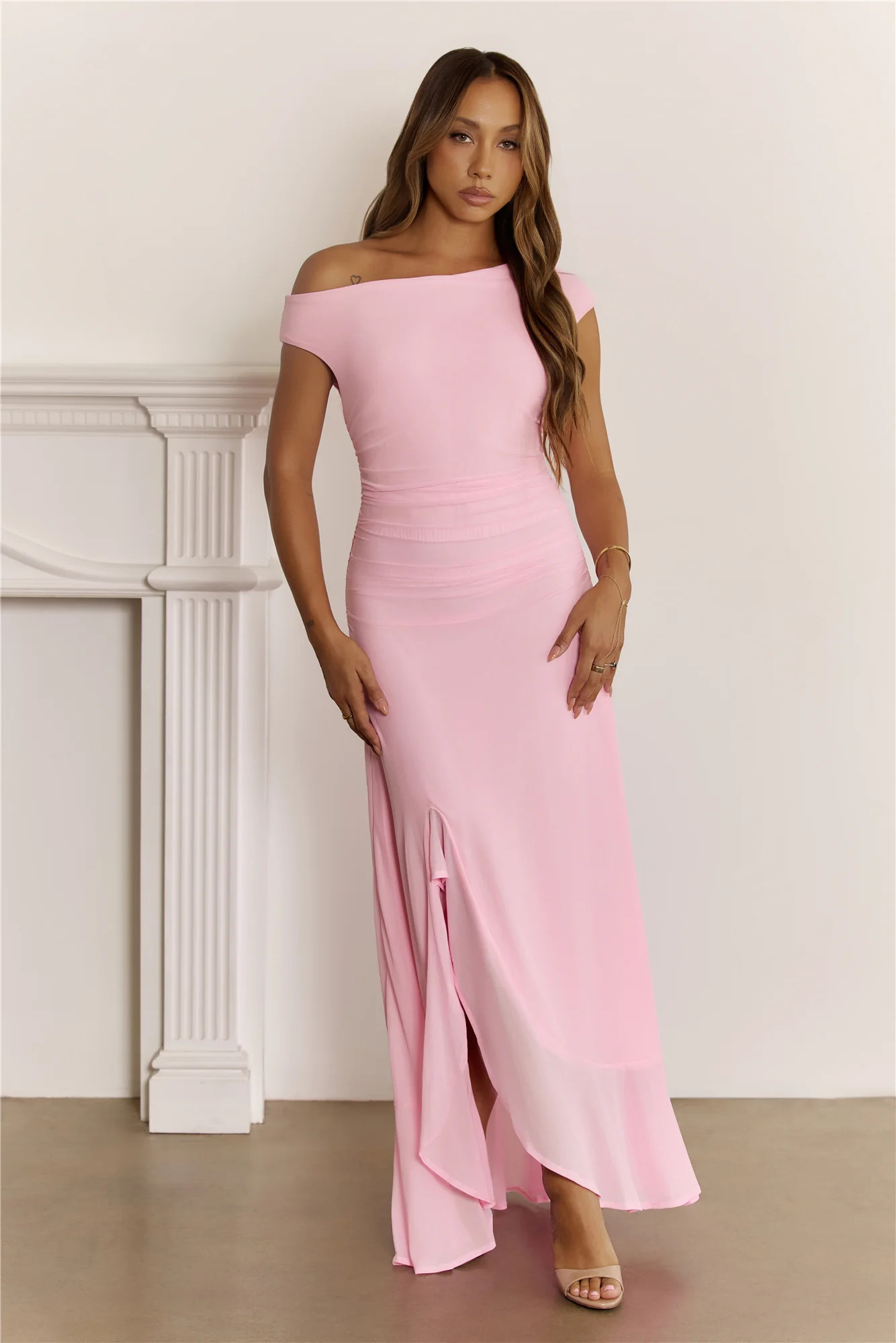 Darling At Dusk Long Sleeve Maxi Dress Pink | Hello Molly (US)