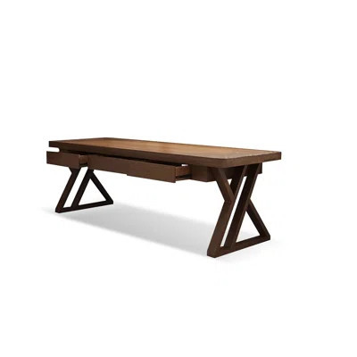 Walnut Rectangular Solid Wood Writing desk with drawers desk | Wayfair North America