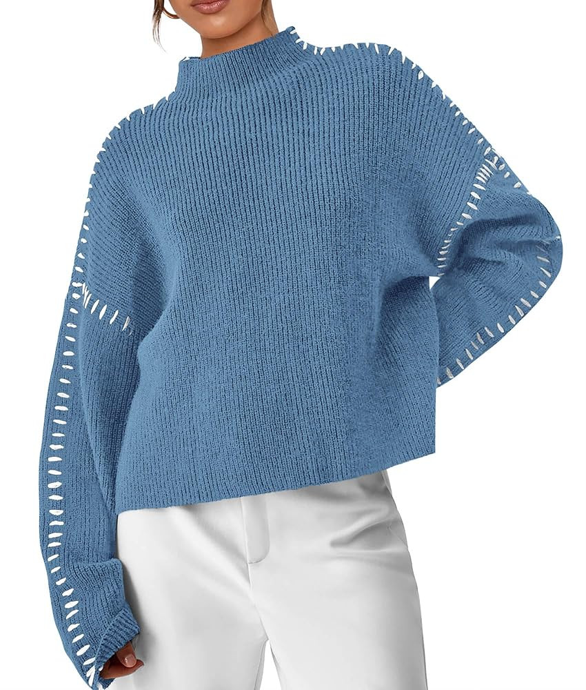 PRETTYGARDEN Women's Chunky Knit Sweaters 2025 Fall Long Sleeve Mock Neck Oversized Pullover Tops... | Amazon (US)