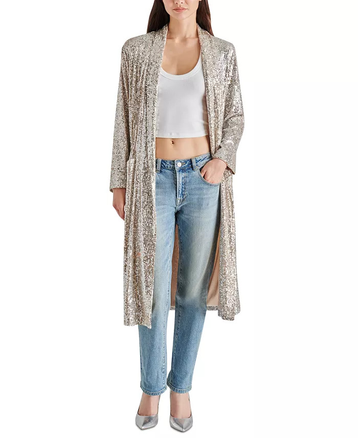 Women's Show Stopper Long Glitter Coat | Macy's